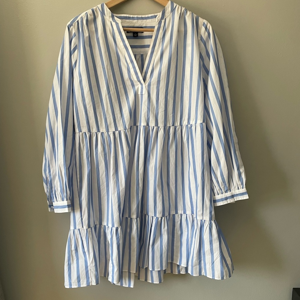 J.Crew Tiered Cotton Poplin Mini Dress  - sz S - Barrie Stripe